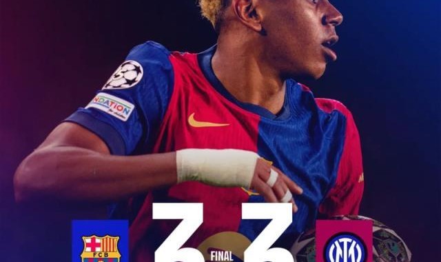 体育直播-【欧冠】巴萨3比3国米！邓福双响，亚马尔破门+两中框